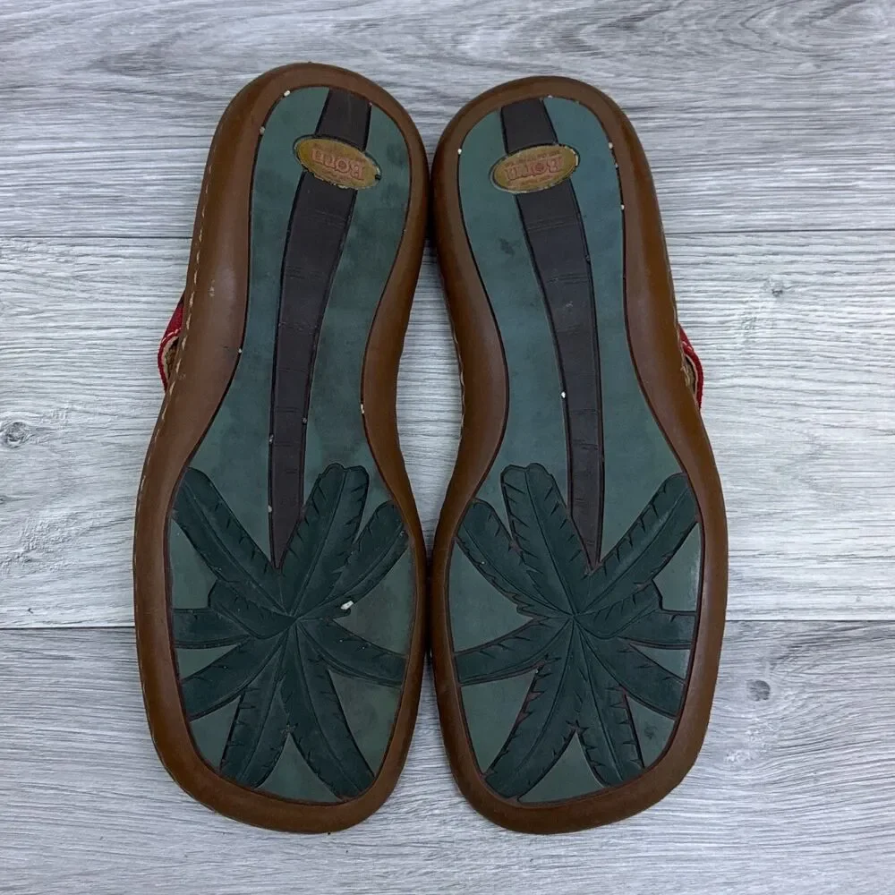 BORN Womens Thong Leather Sandals 9M Rio Red Tropical Vacation